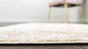 Light Green 2' 7 x 8' 2 Brighton Runner Area Rug 100% Polyester With Jute Backing Vintage Distressed Colorful Traditional Carpet for Interior Room Design for Sale at Rug Engine