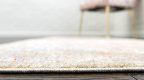 Light Green 2' 7 x 8' 2 Brighton Runner Area Rug 100% Polyester With Jute Backing Vintage Distressed Colorful Traditional Carpet for Interior Room Design for Sale at Rug Engine