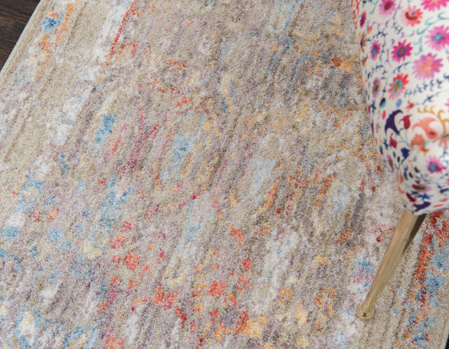 Light Green 2' 7 x 8' 2 Brighton Runner Area Rug 100% Polyester With Jute Backing Vintage Distressed Colorful Traditional Carpet for Interior Room Design for Sale at Rug Engine