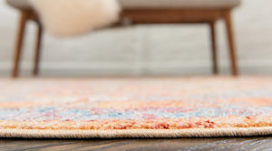 Orange 3' 3 x 3' 3 Brighton Round Area Rug 100% Polyester With Jute Backing Vintage Distressed Colorful Traditional Carpet for Interior Room Design for Sale at Rug Engine