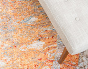 Orange 3' 3 x 3' 3 Brighton Round Area Rug 100% Polyester With Jute Backing Vintage Distressed Colorful Traditional Carpet for Interior Room Design for Sale at Rug Engine