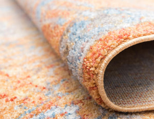 Orange 3' 3 x 3' 3 Brighton Round Area Rug 100% Polyester With Jute Backing Vintage Distressed Colorful Traditional Carpet for Interior Room Design for Sale at Rug Engine