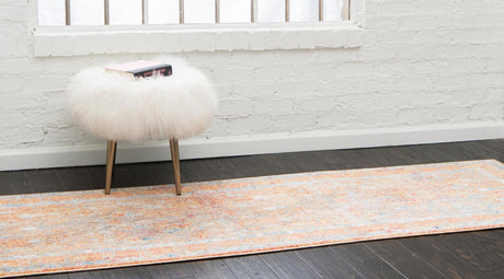 Orange 2' 7 x 8' 2 Brighton Runner Area Rug 100% Polyester With Jute Backing Vintage Distressed Colorful Traditional Carpet for Interior Room Design for Sale at Rug Engine