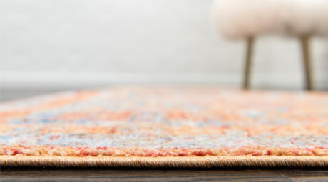 Orange 2' 7 x 8' 2 Brighton Runner Area Rug 100% Polyester With Jute Backing Vintage Distressed Colorful Traditional Carpet for Interior Room Design for Sale at Rug Engine