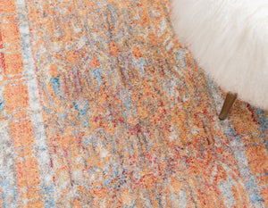 Orange 2' 7 x 8' 2 Brighton Runner Area Rug 100% Polyester With Jute Backing Vintage Distressed Colorful Traditional Carpet for Interior Room Design for Sale at Rug Engine