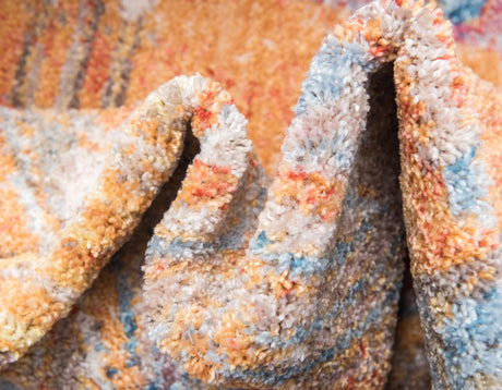 Orange 2' 7 x 8' 2 Brighton Runner Area Rug 100% Polyester With Jute Backing Vintage Distressed Colorful Traditional Carpet for Interior Room Design for Sale at Rug Engine