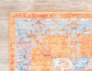 Orange 2' 7 x 8' 2 Brighton Runner Area Rug 100% Polyester With Jute Backing Vintage Distressed Colorful Traditional Carpet for Interior Room Design for Sale at Rug Engine