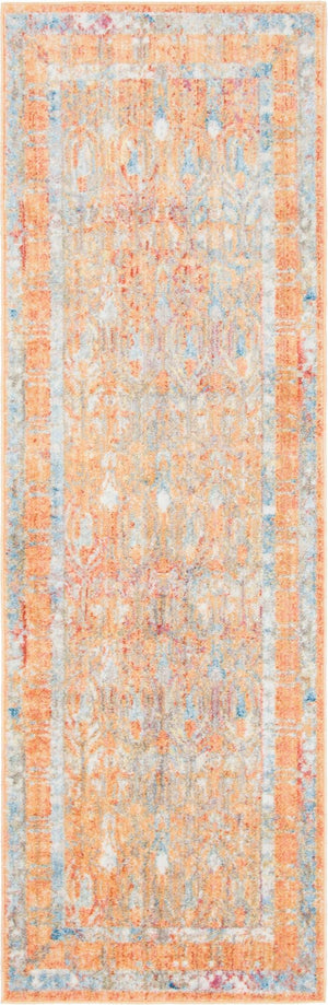 Orange 2' 7 x 8' 2 Brighton Runner Area Rug 100% Polyester With Jute Backing Vintage Distressed Colorful Traditional Carpet for Interior Room Design for Sale at Rug Engine
