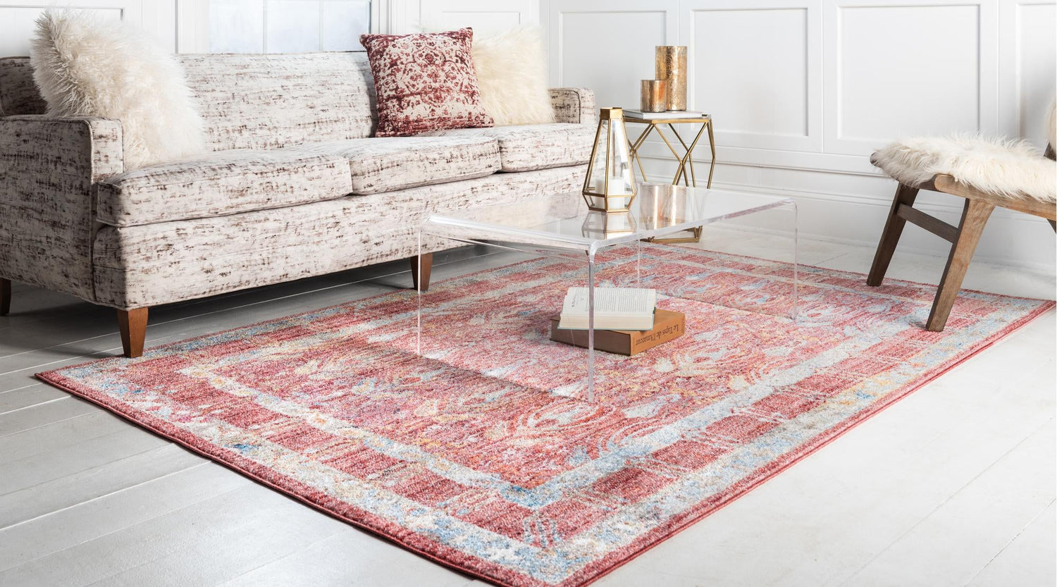 Red 2' 2 x 3' 1 Brighton Rectangle Area Rug 100% Polyester With Jute Backing Vintage Distressed Colorful Traditional Carpet for Interior Room Design for Sale at Rug Engine