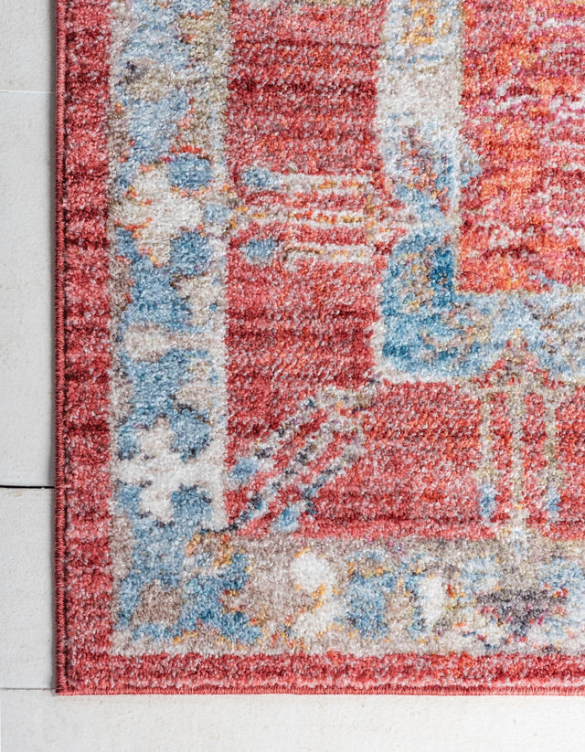Red 3' 3 x 5' 3 Brighton Rectangle Area Rug 100% Polyester With Jute Backing Vintage Distressed Colorful Traditional Carpet for Interior Room Design for Sale at Rug Engine