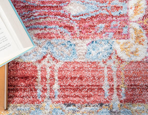 Red 8' x 8' Brighton Square Area Rug 100% Polyester With Jute Backing Vintage Distressed Colorful Traditional Carpet for Interior Room Design for Sale at Rug Engine