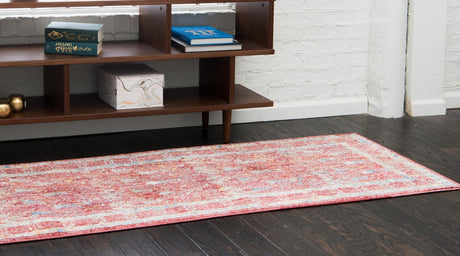 Red 2' 7 x 8' 2 Brighton Runner Area Rug 100% Polyester With Jute Backing Vintage Distressed Colorful Traditional Carpet for Interior Room Design for Sale at Rug Engine