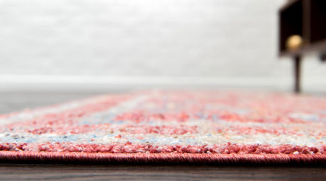 Red 2' 7 x 8' 2 Brighton Runner Area Rug 100% Polyester With Jute Backing Vintage Distressed Colorful Traditional Carpet for Interior Room Design for Sale at Rug Engine
