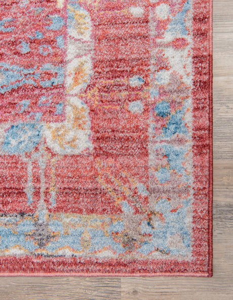 Red 2' 7 x 8' 2 Brighton Runner Area Rug 100% Polyester With Jute Backing Vintage Distressed Colorful Traditional Carpet for Interior Room Design for Sale at Rug Engine