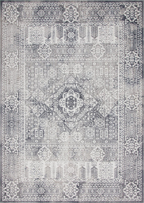 Gray 10' x 14' 1 Brighton Rectangle Area Rug 100% Polyester With Jute Backing Vintage Distressed Colorful Traditional Carpet for Interior Room Design for Sale at Rug Engine