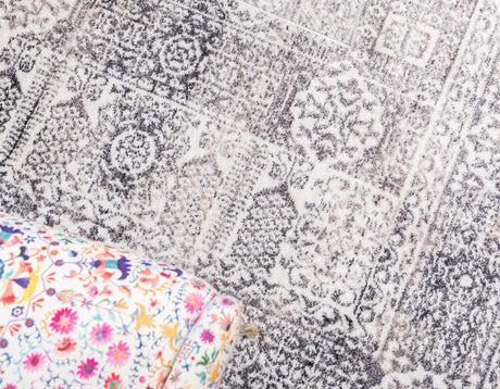 Gray 10' x 14' 1 Brighton Rectangle Area Rug 100% Polyester With Jute Backing Vintage Distressed Colorful Traditional Carpet for Interior Room Design for Sale at Rug Engine