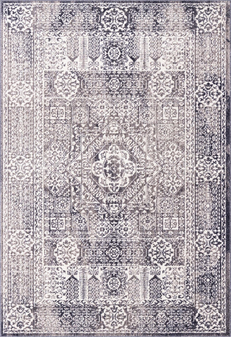 Gray 5' 3 x 7' 10 Brighton Rectangle Area Rug 100% Polyester With Jute Backing Vintage Distressed Colorful Traditional Carpet for Interior Room Design for Sale at Rug Engine