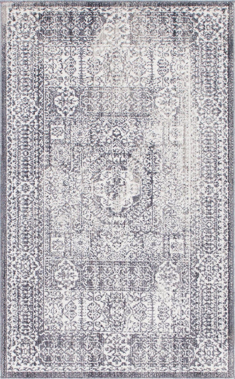 Gray 3' 3 x 5' 3 Brighton Rectangle Area Rug 100% Polyester With Jute Backing Vintage Distressed Colorful Traditional Carpet for Interior Room Design for Sale at Rug Engine