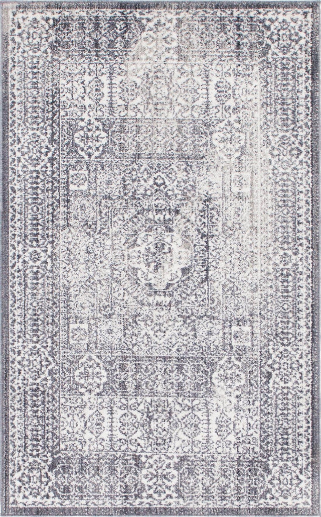 Gray 3' 3 x 5' 3 Brighton Rectangle Area Rug 100% Polyester With Jute Backing Vintage Distressed Colorful Traditional Carpet for Interior Room Design for Sale at Rug Engine