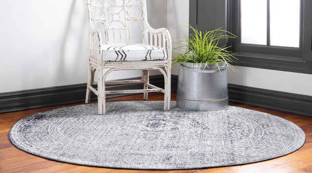Gray 3' 3 x 3' 3 Brighton Round Area Rug 100% Polyester With Jute Backing Vintage Distressed Colorful Traditional Carpet for Interior Room Design for Sale at Rug Engine