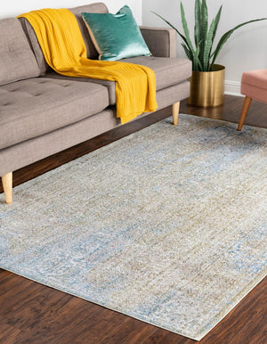 Green 3' 3 x 5' 3 Brighton Rectangle Area Rug 100% Polyester With Jute Backing Vintage Distressed Colorful Traditional Carpet for Interior Room Design for Sale at Rug Engine