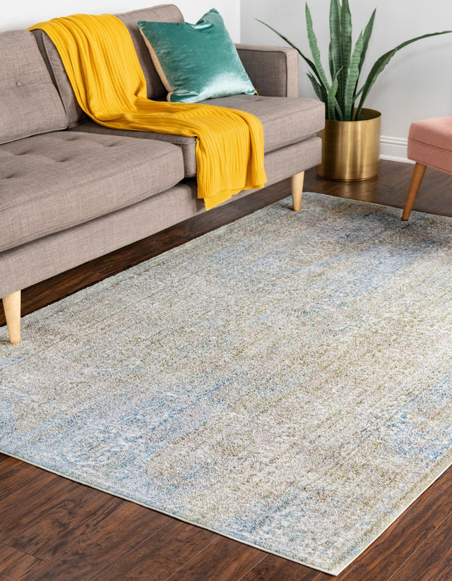 Green 3' 3 x 5' 3 Brighton Rectangle Area Rug 100% Polyester With Jute Backing Vintage Distressed Colorful Traditional Carpet for Interior Room Design for Sale at Rug Engine