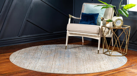Green 6' 1 x 6' 1 Brighton Round Area Rug 100% Polyester With Jute Backing Vintage Distressed Colorful Traditional Carpet for Interior Room Design for Sale at Rug Engine
