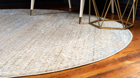 Green 6' 1 x 6' 1 Brighton Round Area Rug 100% Polyester With Jute Backing Vintage Distressed Colorful Traditional Carpet for Interior Room Design for Sale at Rug Engine