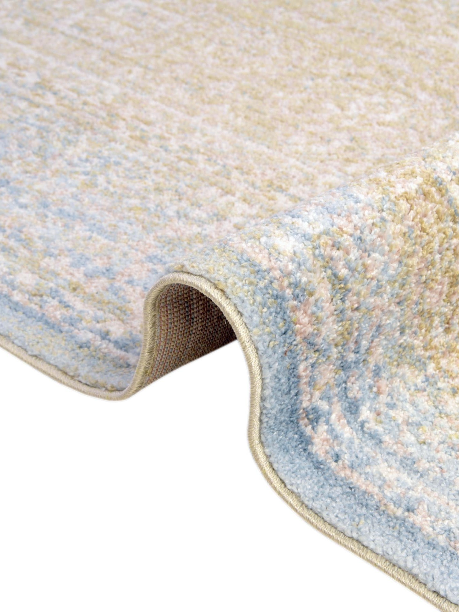 Green 6' 1 x 6' 1 Brighton Round Area Rug 100% Polyester With Jute Backing Vintage Distressed Colorful Traditional Carpet for Interior Room Design for Sale at Rug Engine