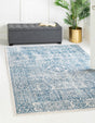 Light Blue 2' 2 x 3' 1 Brighton Rectangle Area Rug 100% Polyester With Jute Backing Vintage Distressed Colorful Traditional Carpet for Interior Room Design for Sale at Rug Engine
