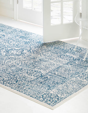 Light Blue 2' 2 x 3' 1 Brighton Rectangle Area Rug 100% Polyester With Jute Backing Vintage Distressed Colorful Traditional Carpet for Interior Room Design for Sale at Rug Engine