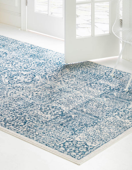 Light Blue 2' 2 x 3' 1 Brighton Rectangle Area Rug 100% Polyester With Jute Backing Vintage Distressed Colorful Traditional Carpet for Interior Room Design for Sale at Rug Engine