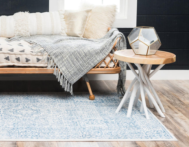 Light Blue 2' 2 x 3' 1 Brighton Rectangle Area Rug 100% Polyester With Jute Backing Vintage Distressed Colorful Traditional Carpet for Interior Room Design for Sale at Rug Engine