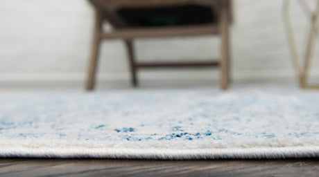 Light Blue 6' 1 x 6' 1 Brighton Round Area Rug 100% Polyester With Jute Backing Vintage Distressed Colorful Traditional Carpet for Interior Room Design for Sale at Rug Engine