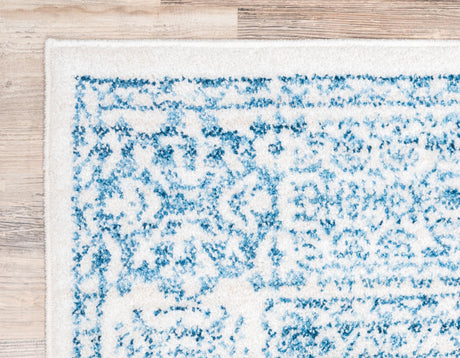 Light Blue 3' x 8' 2 Brighton Runner Area Rug 100% Polyester With Jute Backing Vintage Distressed Colorful Traditional Carpet for Interior Room Design for Sale at Rug Engine
