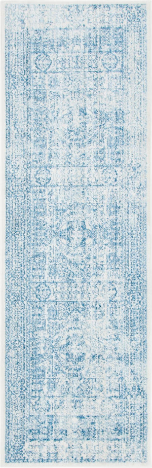 Light Blue 3' x 8' 2 Brighton Runner Area Rug 100% Polyester With Jute Backing Vintage Distressed Colorful Traditional Carpet for Interior Room Design for Sale at Rug Engine