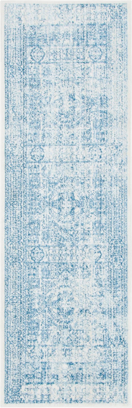 Light Blue 3' x 8' 2 Brighton Runner Area Rug 100% Polyester With Jute Backing Vintage Distressed Colorful Traditional Carpet for Interior Room Design for Sale at Rug Engine