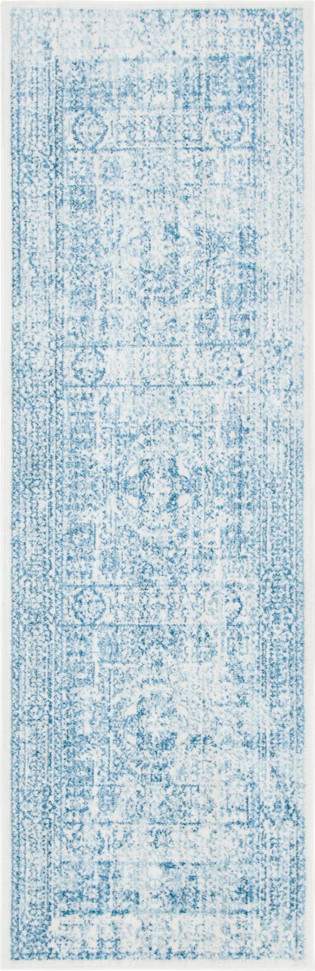 Light Blue 3' x 8' 2 Brighton Runner Area Rug 100% Polyester With Jute Backing Vintage Distressed Colorful Traditional Carpet for Interior Room Design for Sale at Rug Engine