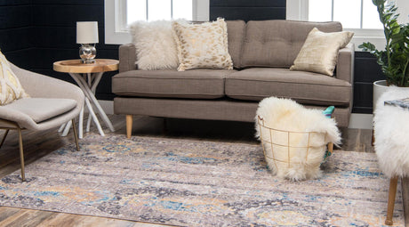 Light Brown 5' 1 x 8' Basilica Rectangle Area Rug 100% Polyester With Jute Backing Colorful Distressed Vintage Modern Carpet for Dorm Room Living Dining Office Decor Easy to Clean Rustic Interior Design for Sale at Rug Engine