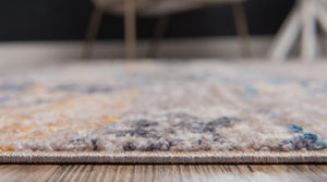 Light Brown 5' 1 x 8' Basilica Rectangle Area Rug 100% Polyester With Jute Backing Colorful Distressed Vintage Modern Carpet for Dorm Room Living Dining Office Decor Easy to Clean Rustic Interior Design for Sale at Rug Engine
