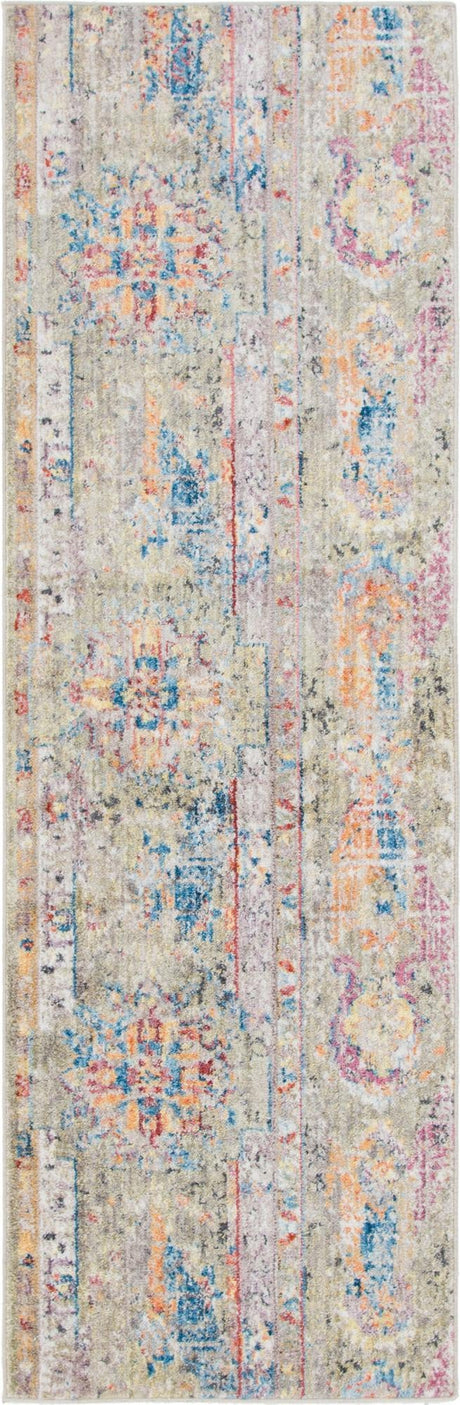 Light Green 2' 7 x 8' 2 Basilica Runner Area Rug 100% Polyester With Jute Backing Colorful Distressed Vintage Modern Carpet for Dorm Room Living Dining Office Decor Easy to Clean Rustic Interior Design for Sale at Rug Engine