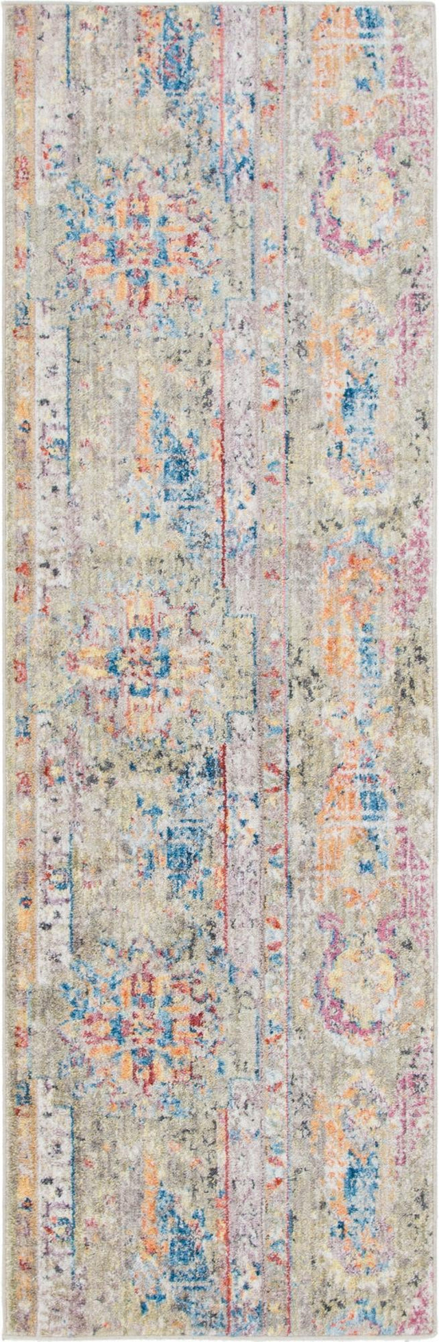Light Green 2' 7 x 8' 2 Basilica Runner Area Rug 100% Polyester With Jute Backing Colorful Distressed Vintage Modern Carpet for Dorm Room Living Dining Office Decor Easy to Clean Rustic Interior Design for Sale at Rug Engine