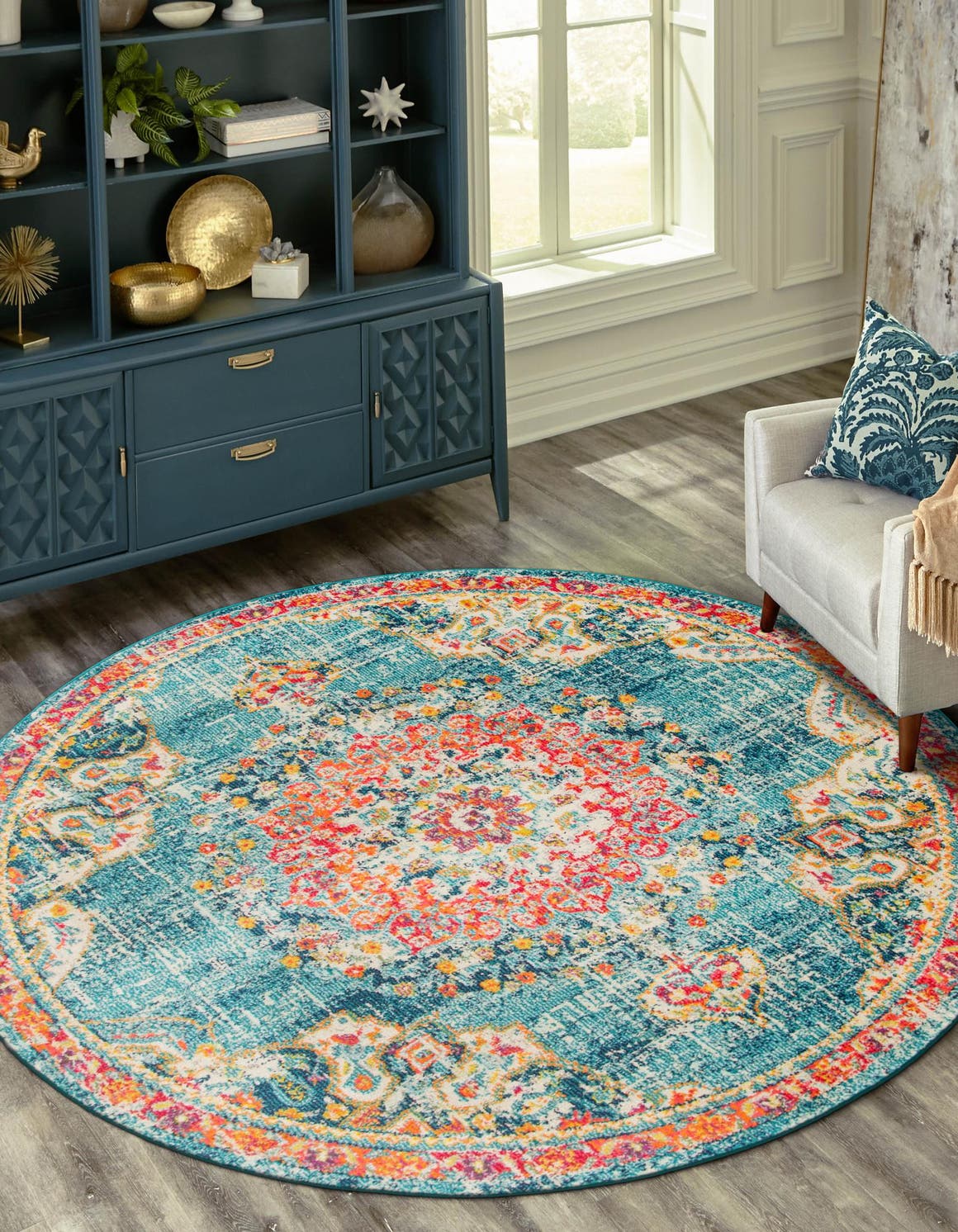 Blue 4' 1 x 4' 1 Penrose Round Area Rug