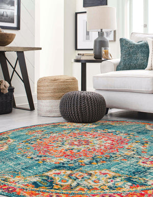 Blue 3' 1 x 3' 1 Penrose Round Area Rug