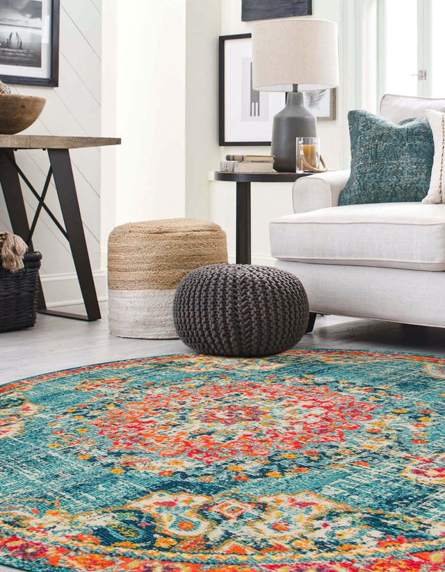 Blue 3' 1 x 3' 1 Penrose Round Area Rug