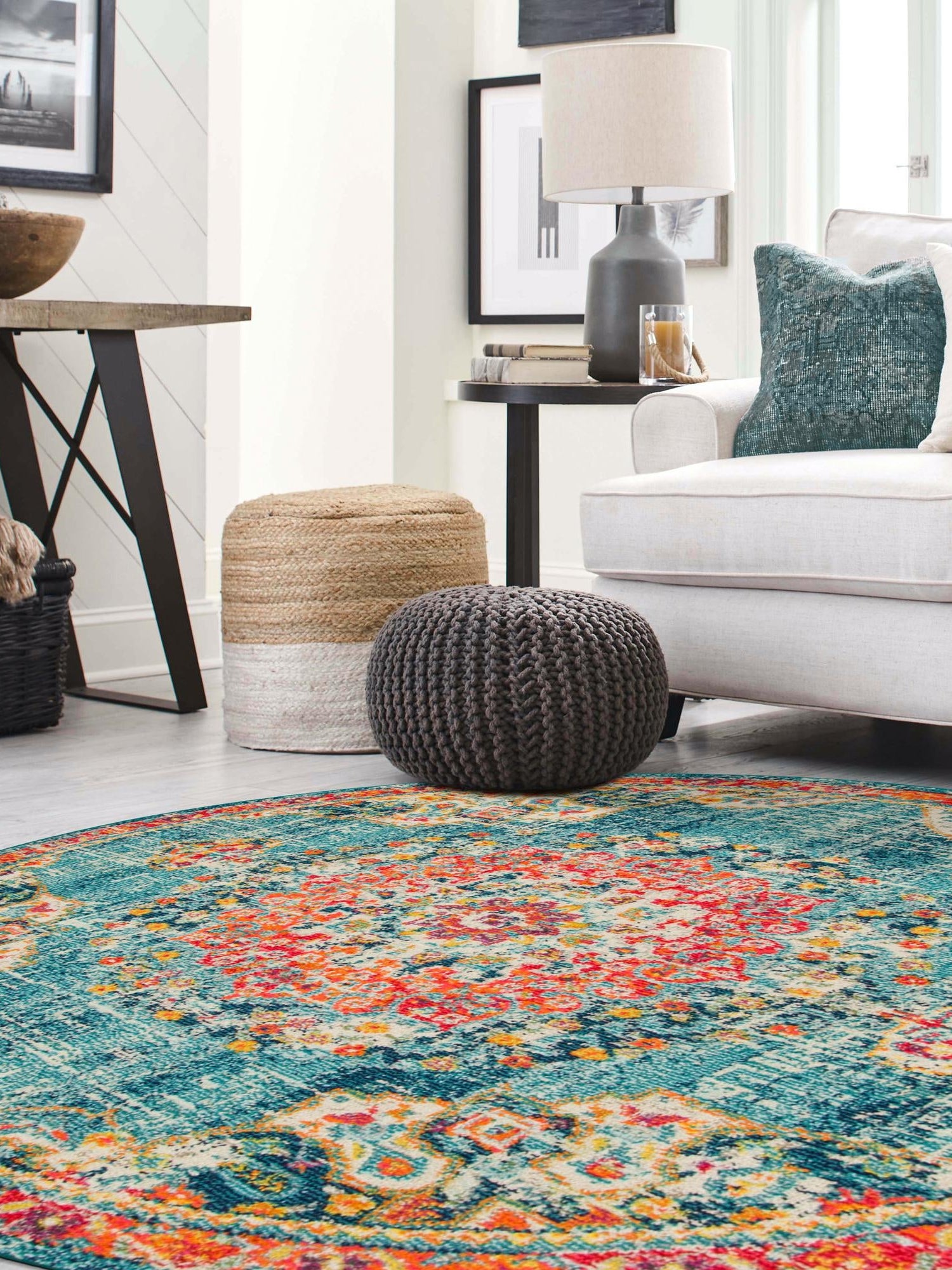 Blue 7' 10 x 7' 10 Penrose Round Area Rug