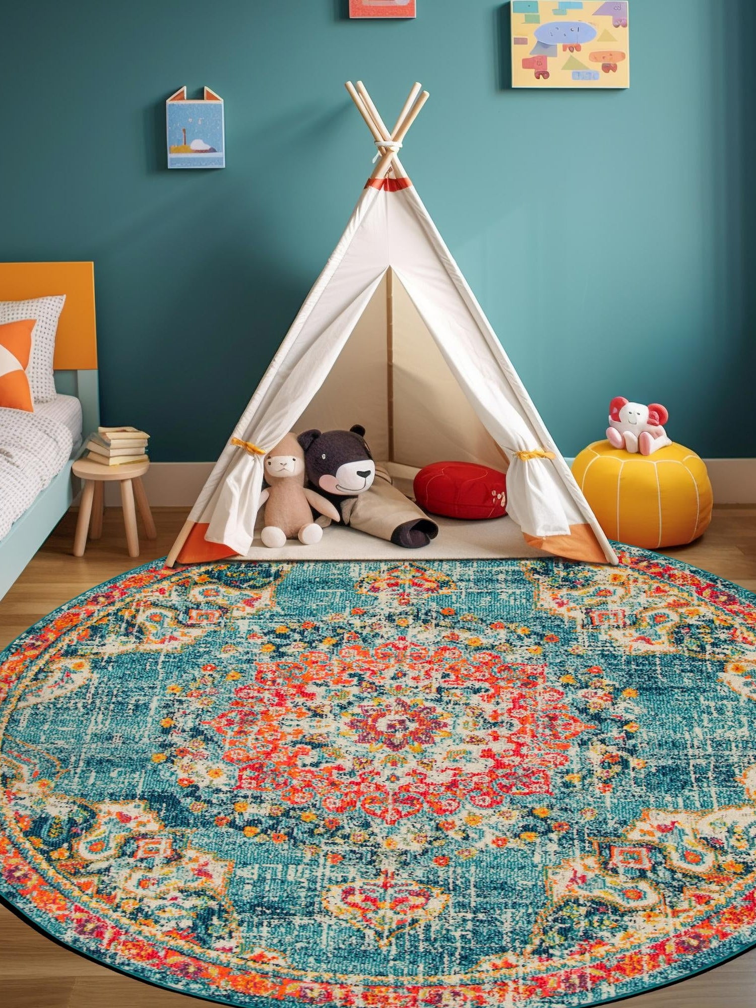 Blue 6' 1 x 6' 1 Penrose Round Area Rug