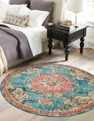Blue 4' 1 x 4' 1 Penrose Round Area Rug