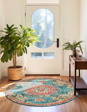 Blue 3' 1 x 3' 1 Penrose Round Area Rug