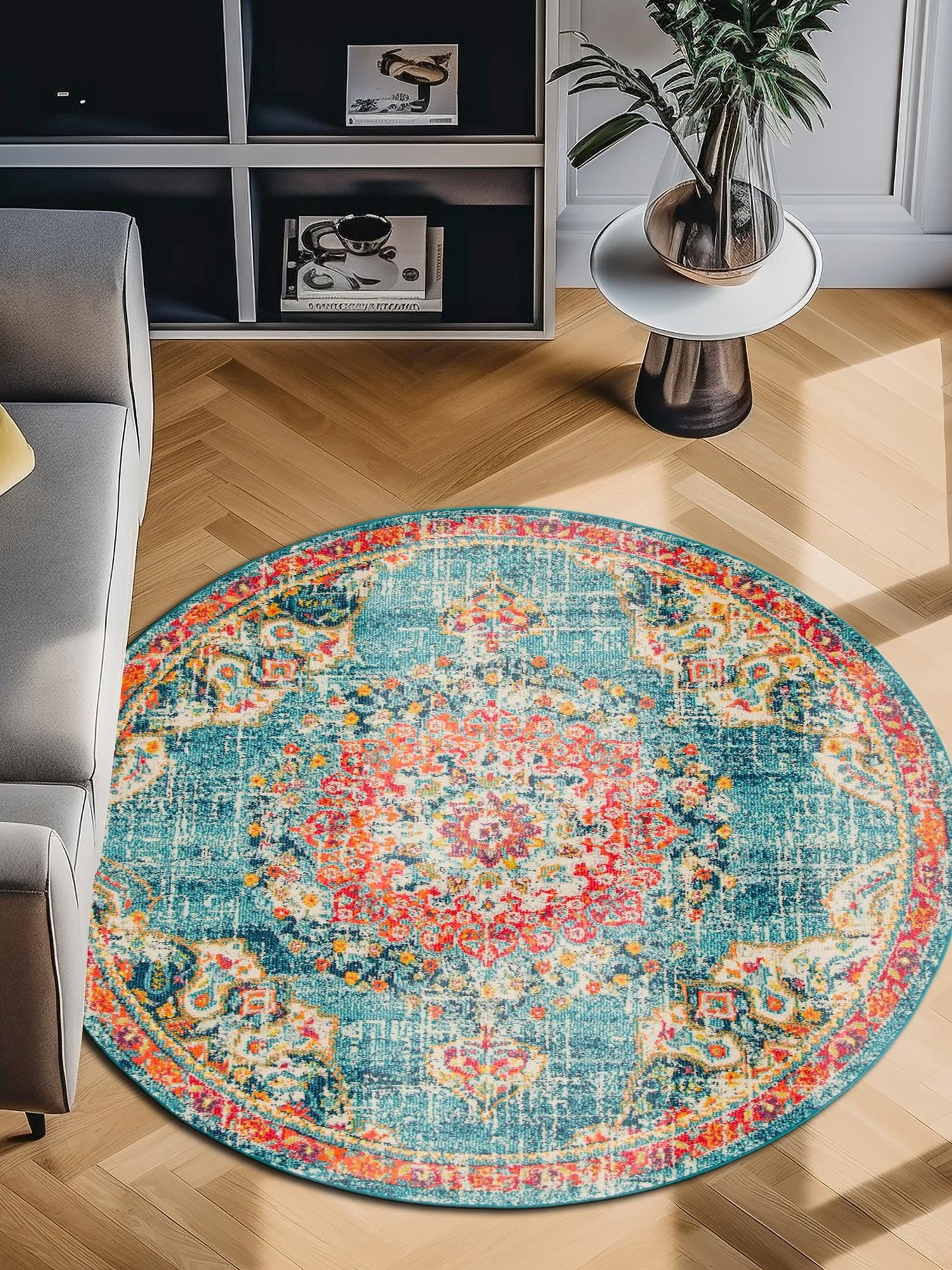 Blue 4' 1 x 4' 1 Penrose Round Area Rug